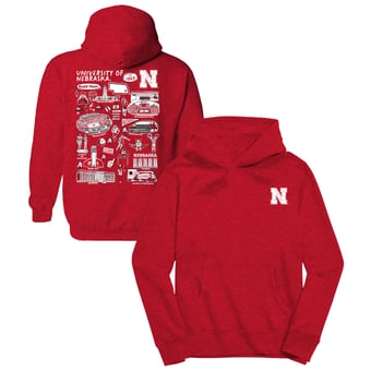 Youth Vive La Fete Scarlet Nebraska Huskers Impressions Artwork Hoodie