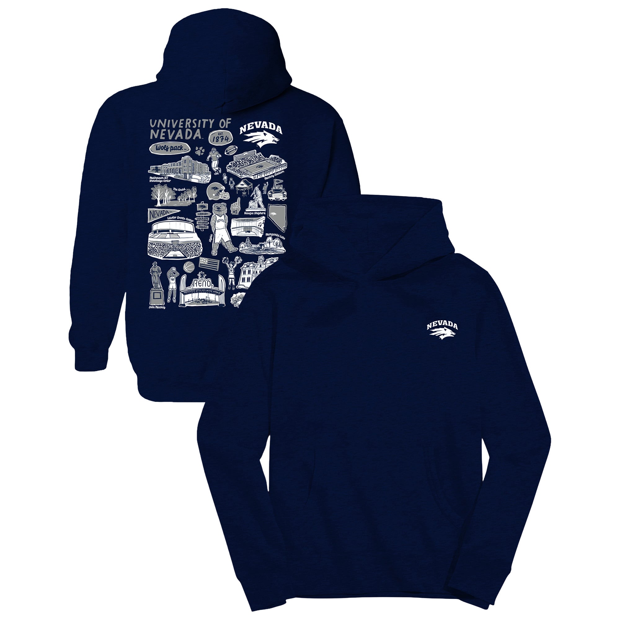 Youth Vive La Fete Navy Nevada Wolf Pack Impressions Artwork Hoodie
