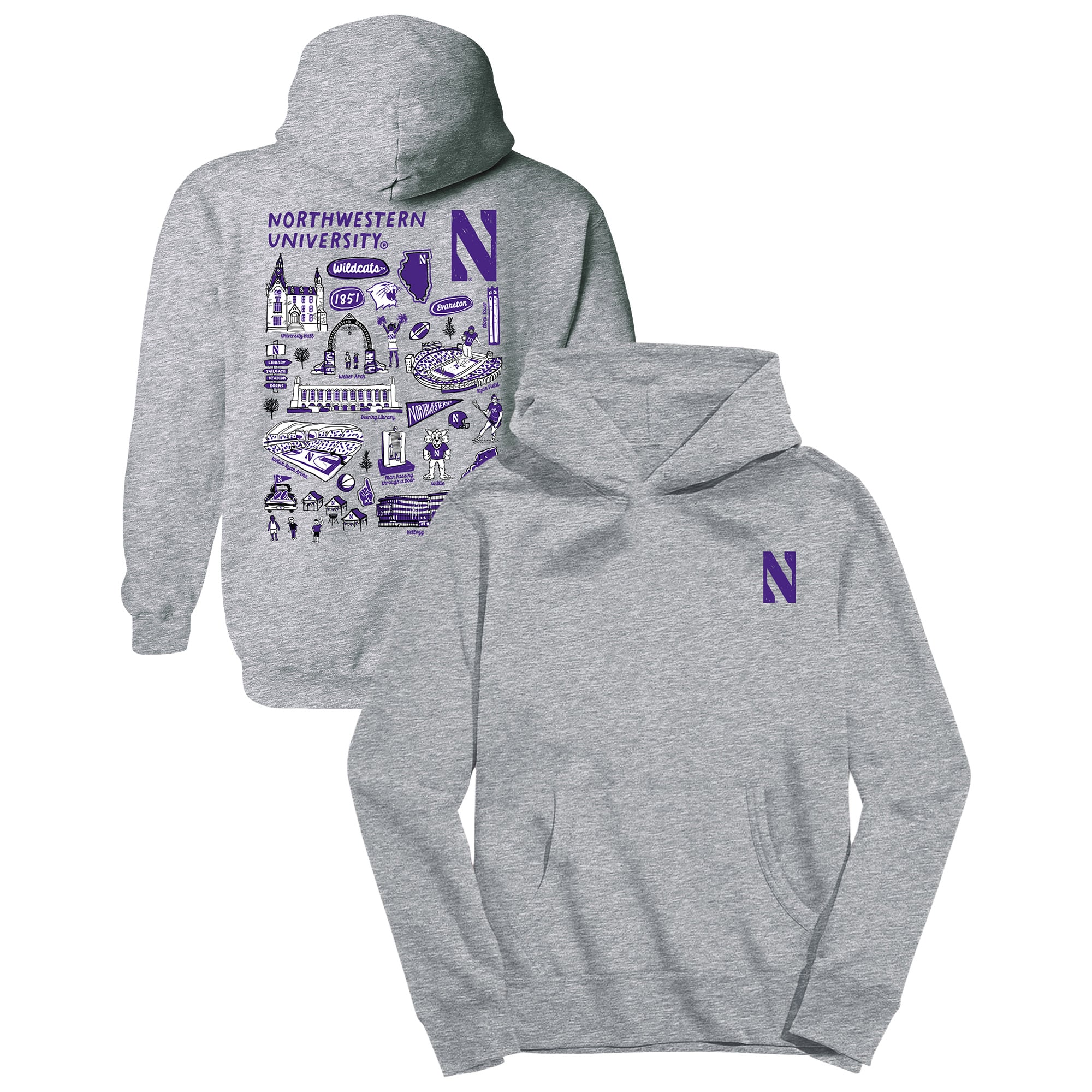 Youth Vive La Fete Gray Northwestern Wildcats Impressions Artwork Hoodie