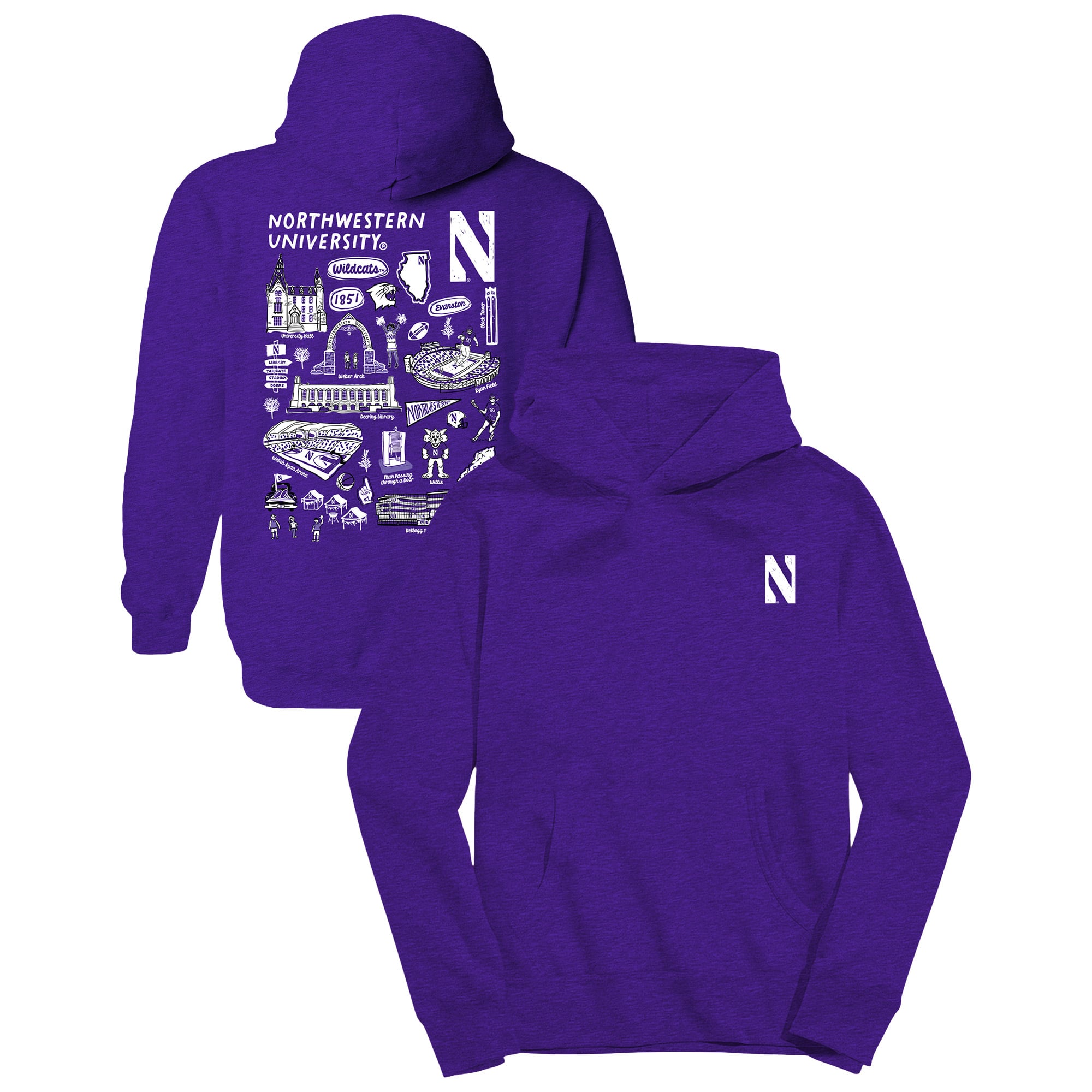 Youth Vive La Fete Purple Northwestern Wildcats Impressions Artwork Hoodie