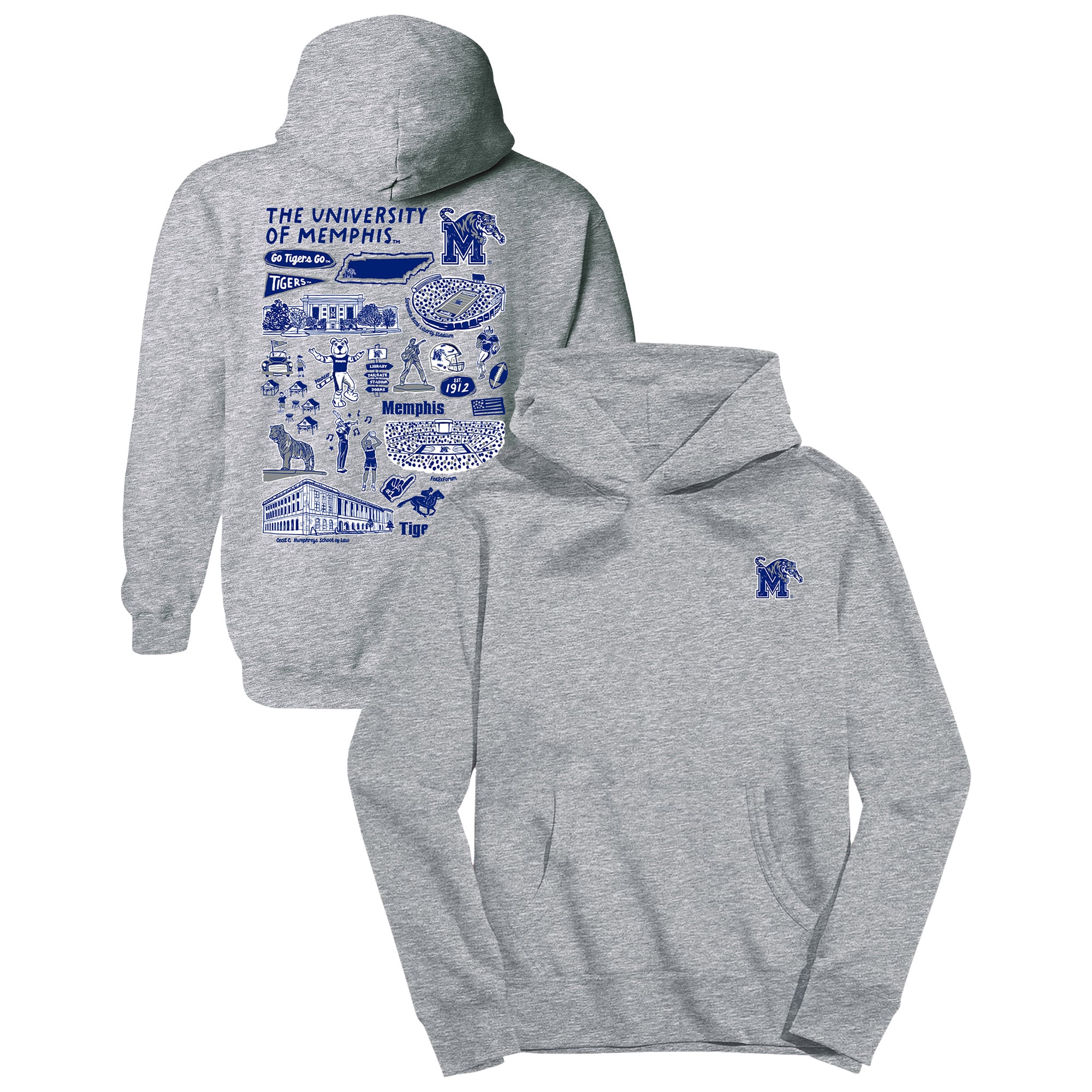 Youth Vive La Fete Gray Memphis Tigers Impressions Artwork Hoodie