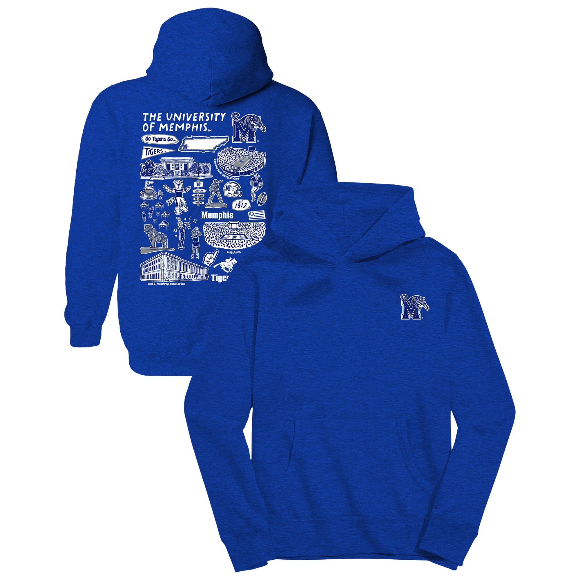 Youth Vive La Fete Royal Memphis Tigers Impressions Artwork Hoodie