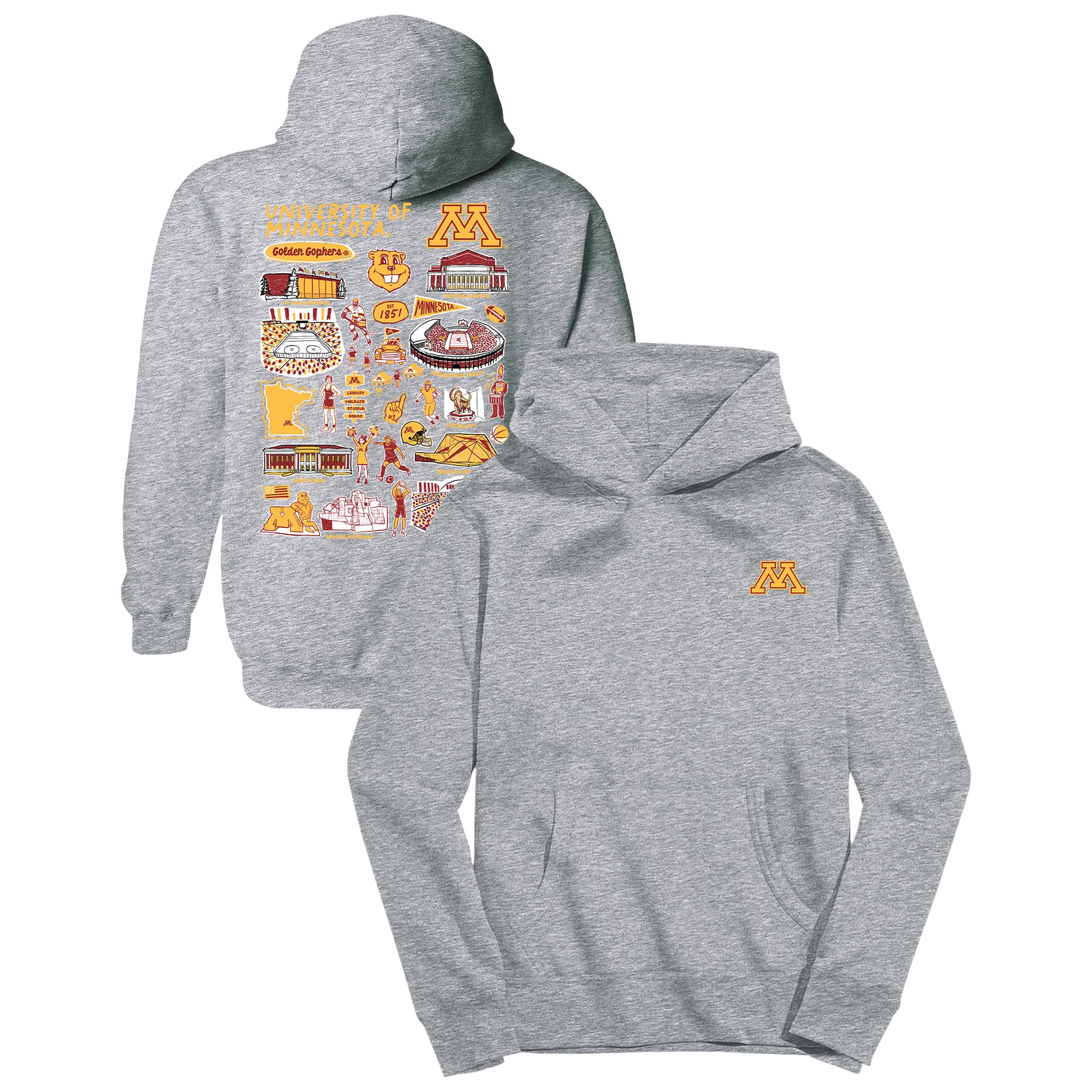Youth Vive La Fete Gray Minnesota Golden Gophers Impressions Artwork Hoodie