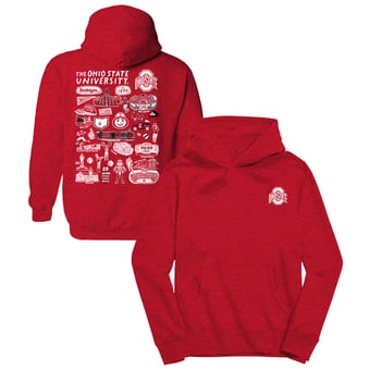 Youth Vive La Fete Scarlet Ohio State Buckeyes Impressions Artwork Hoodie