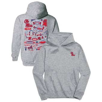 Youth Vive La Fete Gray Ole Miss Rebels Impressions Artwork Hoodie