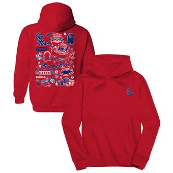 Youth Vive La Fete Red Ole Miss Rebels Impressions Artwork Hoodie
