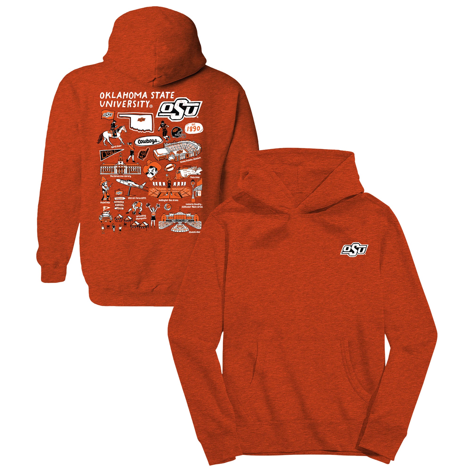 Youth Vive La Fete Orange Oklahoma State Cowboys Impressions Artwork Hoodie