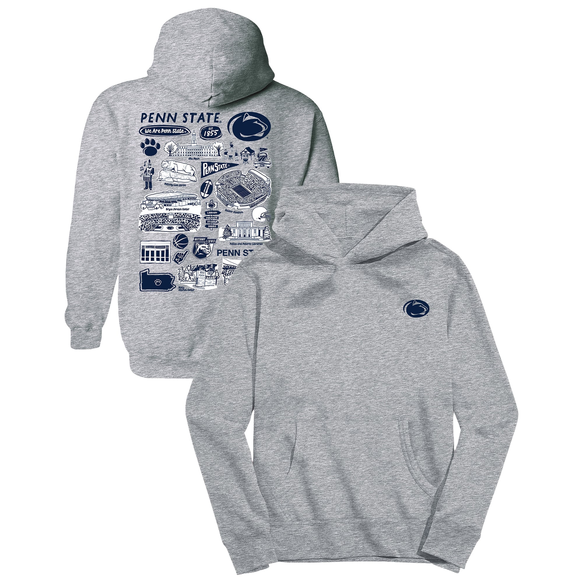 Youth Vive La Fete Gray Penn State Nittany Lions Impressions Artwork Hoodie