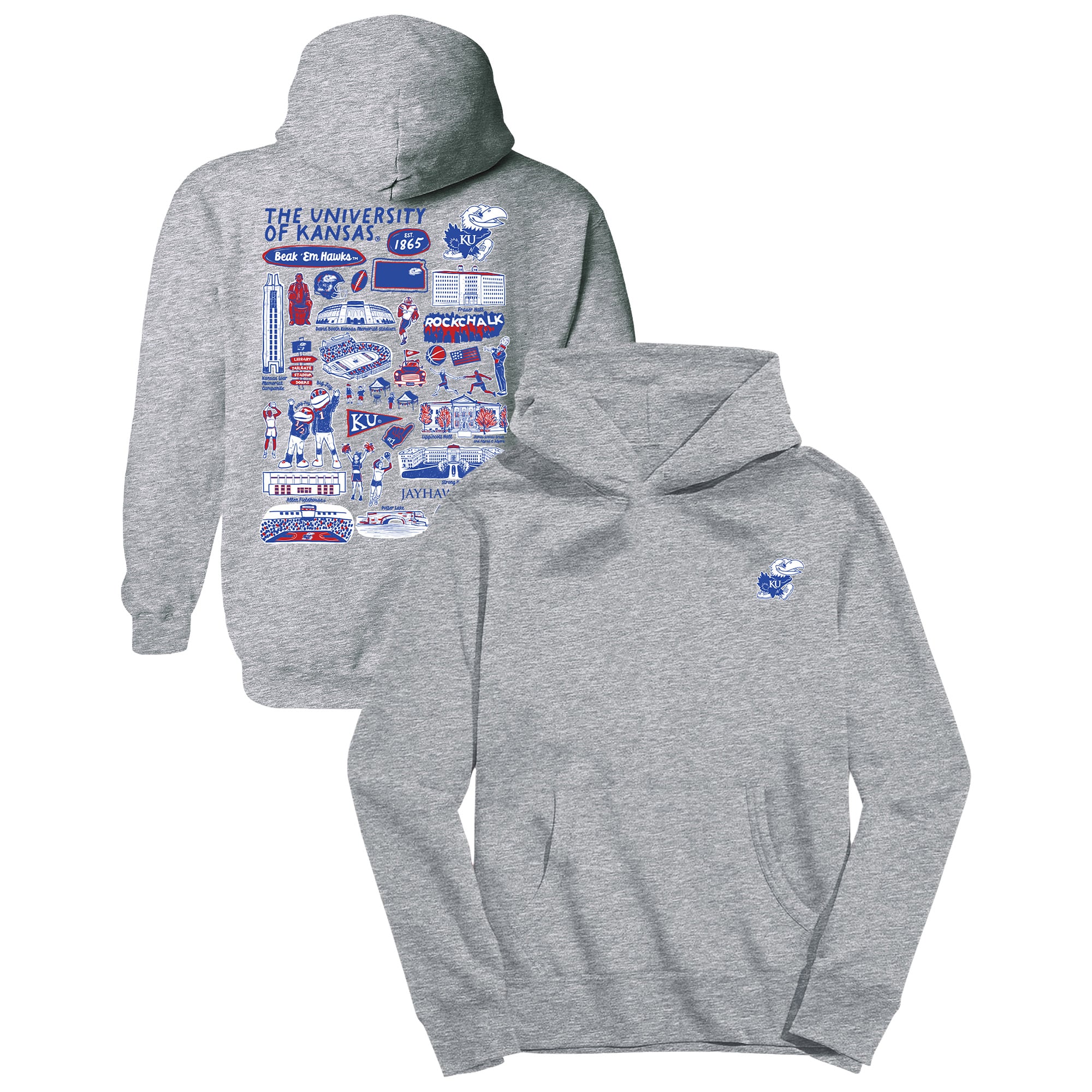 Youth Vive La Fete Gray Kansas Jayhawks Impressions Artwork Hoodie