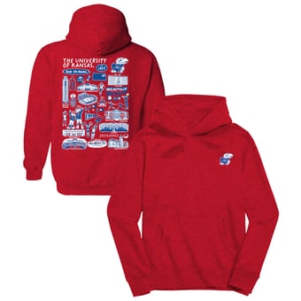 Youth Vive La Fete Red Kansas Jayhawks Impressions Artwork Hoodie
