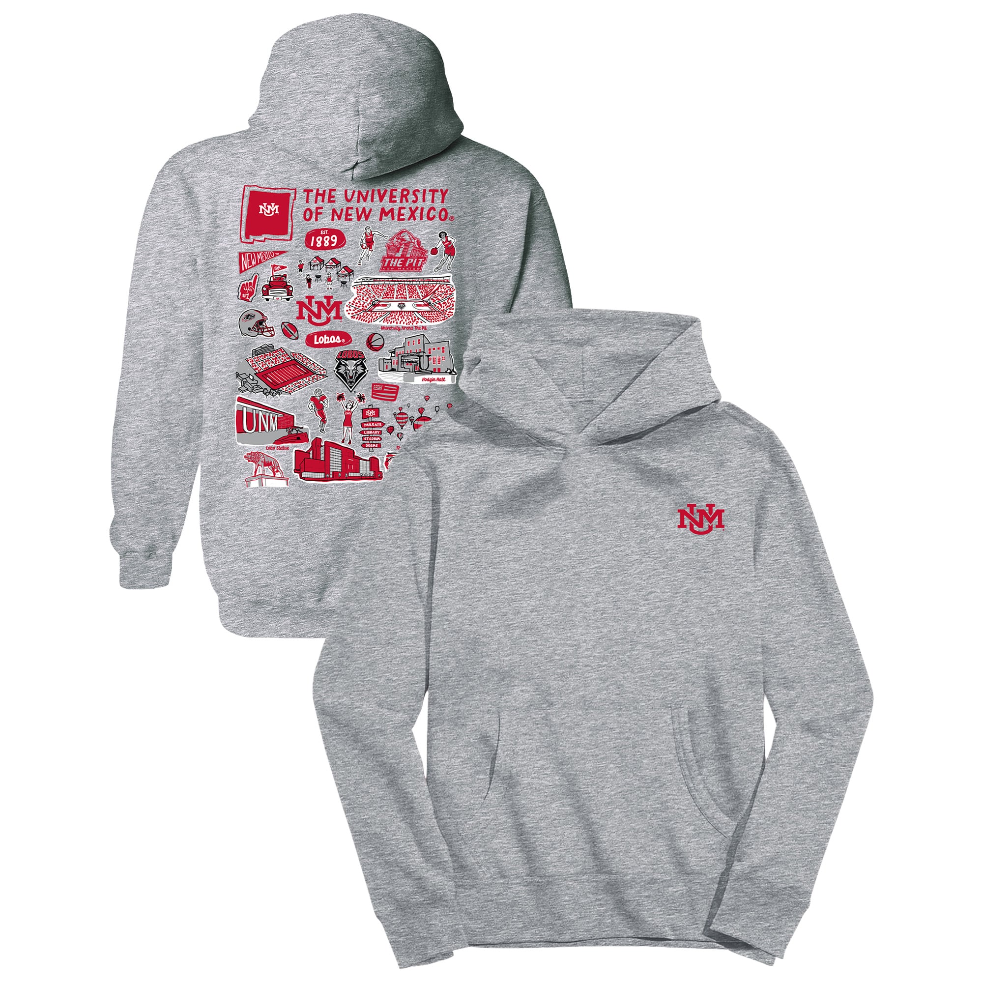 Youth Vive La Fete Gray New Mexico Lobos Impressions Artwork Hoodie
