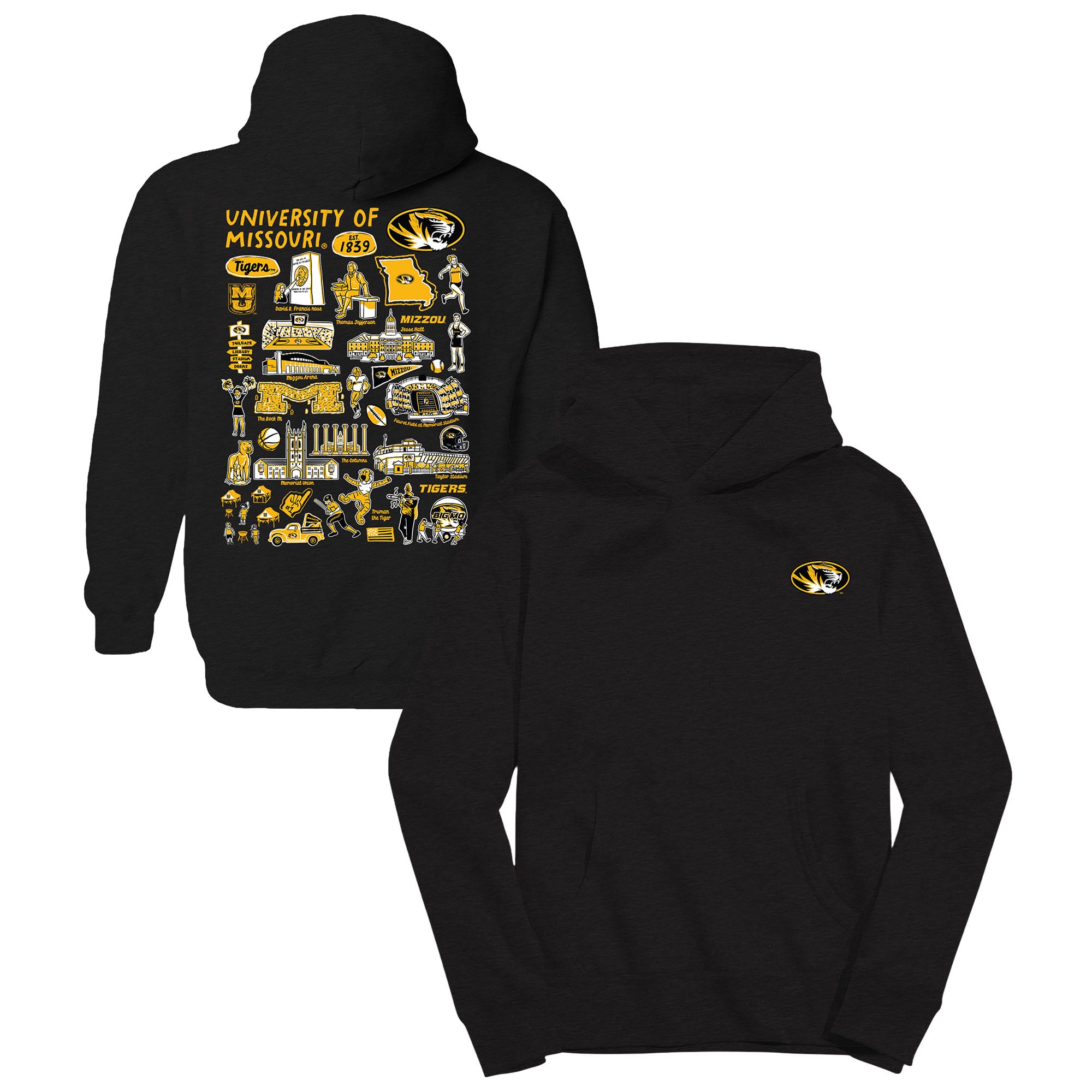 Youth Vive La Fete Black Missouri Tigers Impressions Artwork Hoodie
