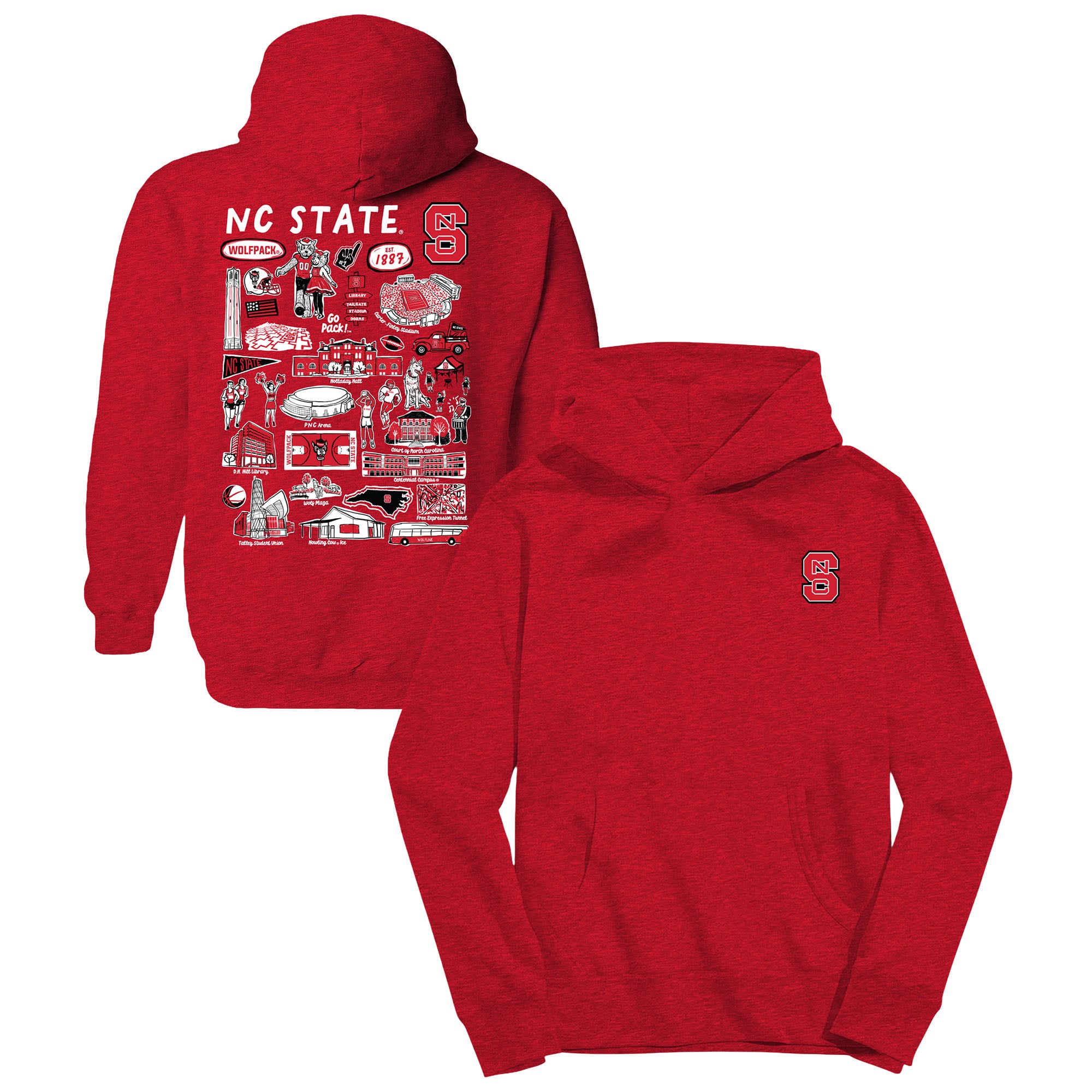 Youth Vive La Fete Red NC State Wolfpack Impressions Artwork Hoodie
