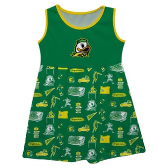 Girls Toddler Vive La Fete Green Oregon Ducks Impressions Artwork Tank Top Dress