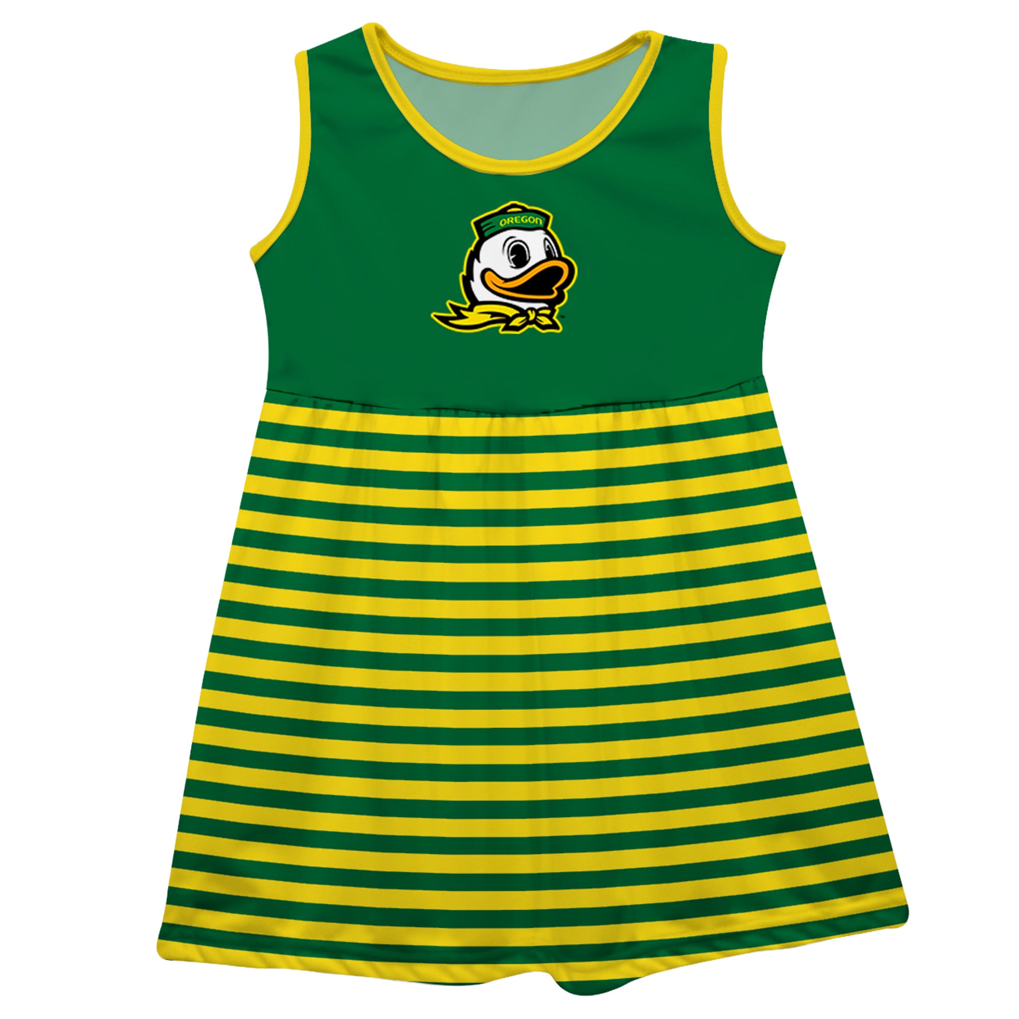 Girls Youth Vive La Fete Green Oregon Ducks Striped Tank Top Dress