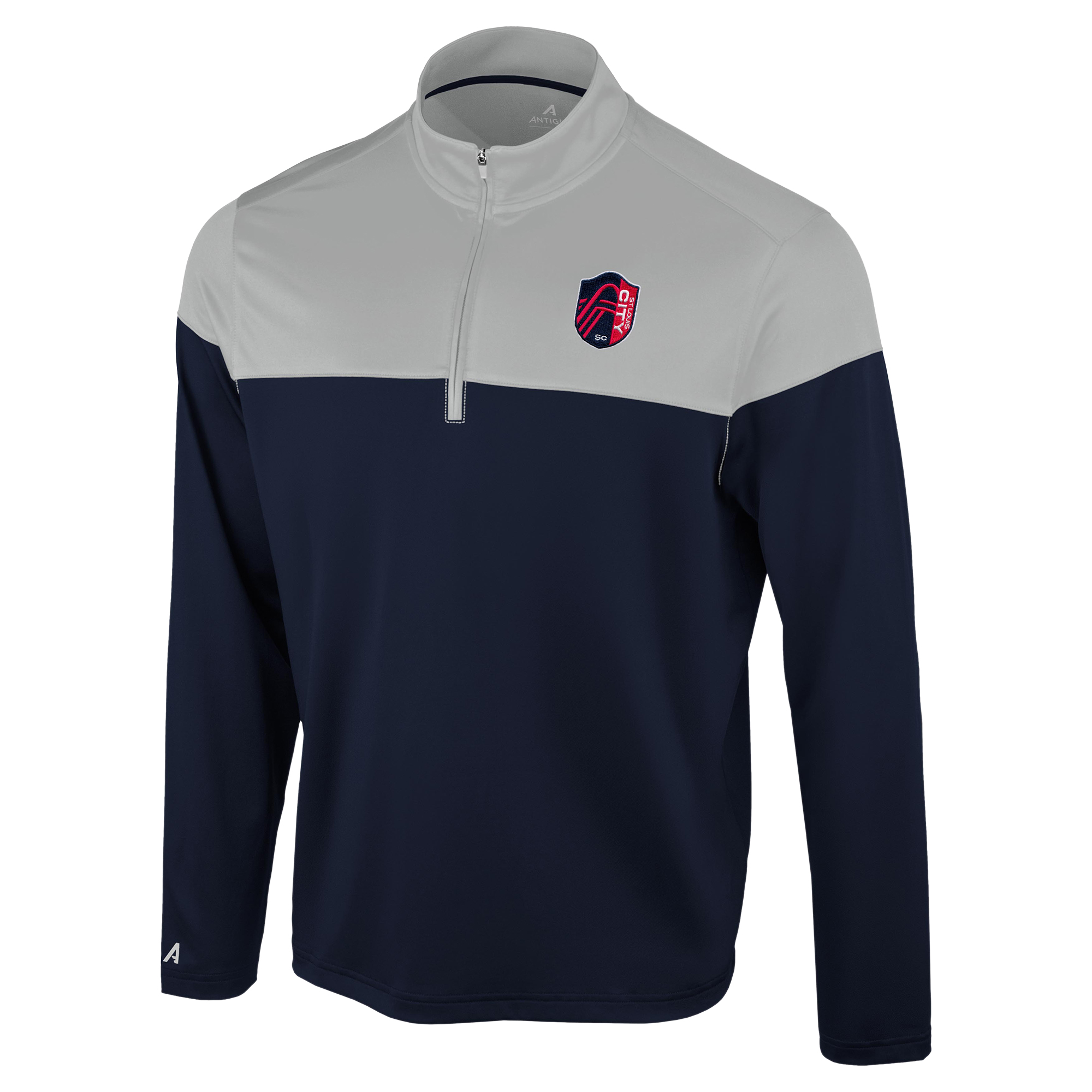 Men's Antigua Navy/Gray St. Louis CITY SC Hinder Quarter-Zip Pullover