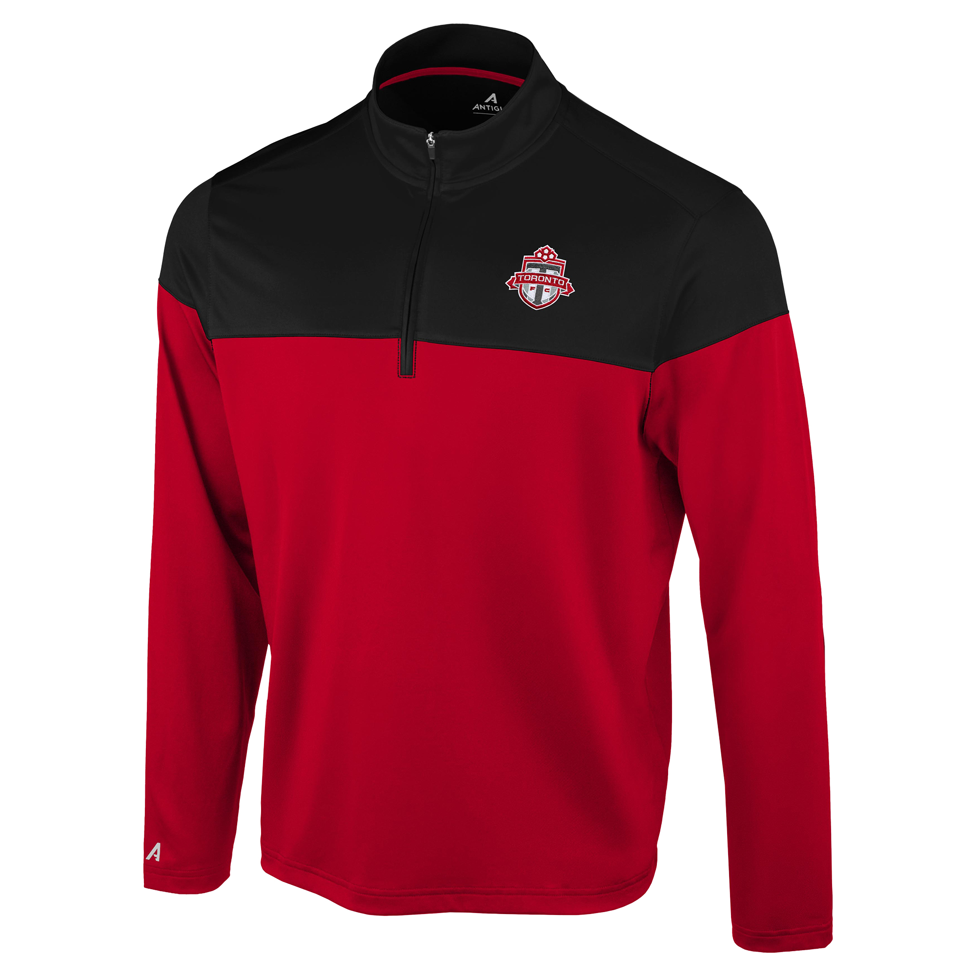 Men's Antigua Red/Black Toronto FC Hinder Quarter-Zip Pullover