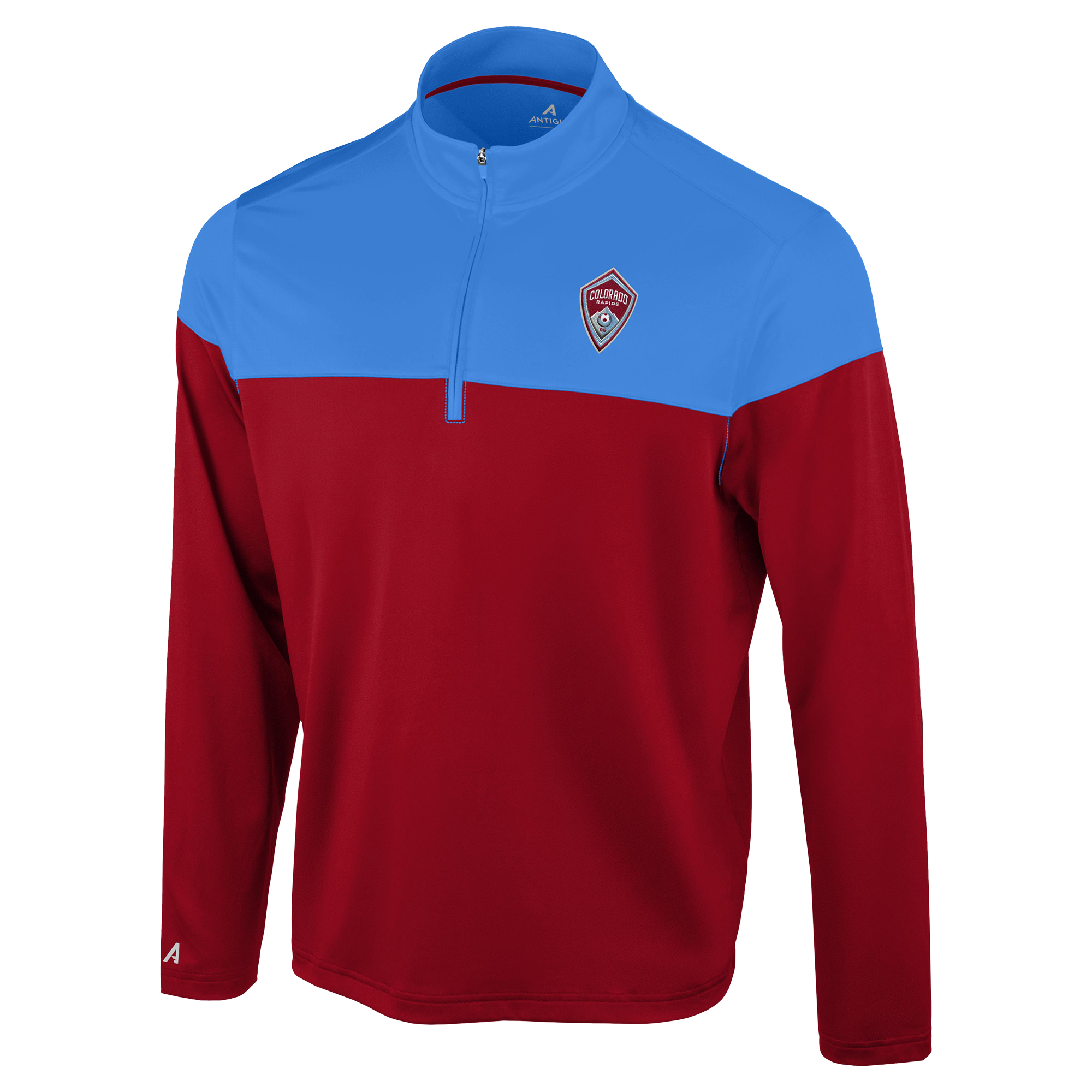Men's Antigua Burgundy/Sky Blue Colorado Rapids Hinder Quarter-Zip Pullover