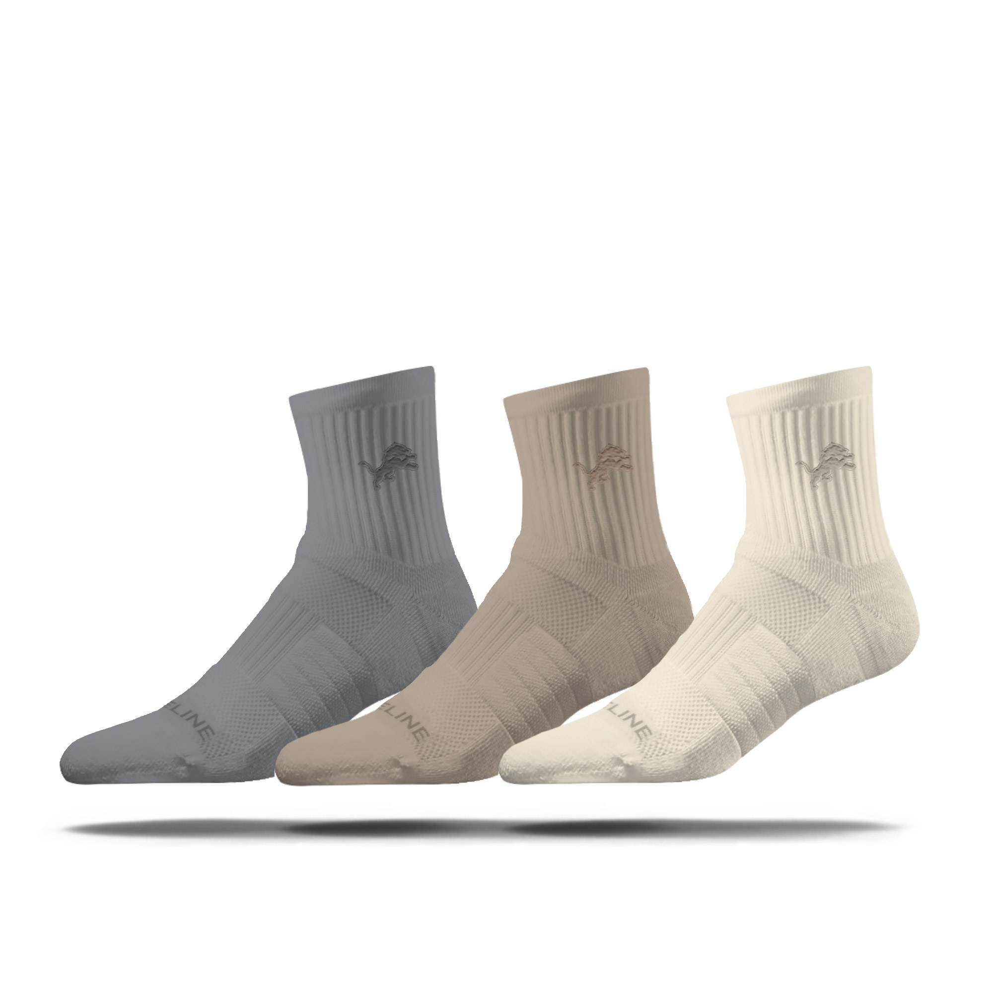 Unisex Strideline Detroit Lions Three-Pack Neutrals Half Calf Sock Set