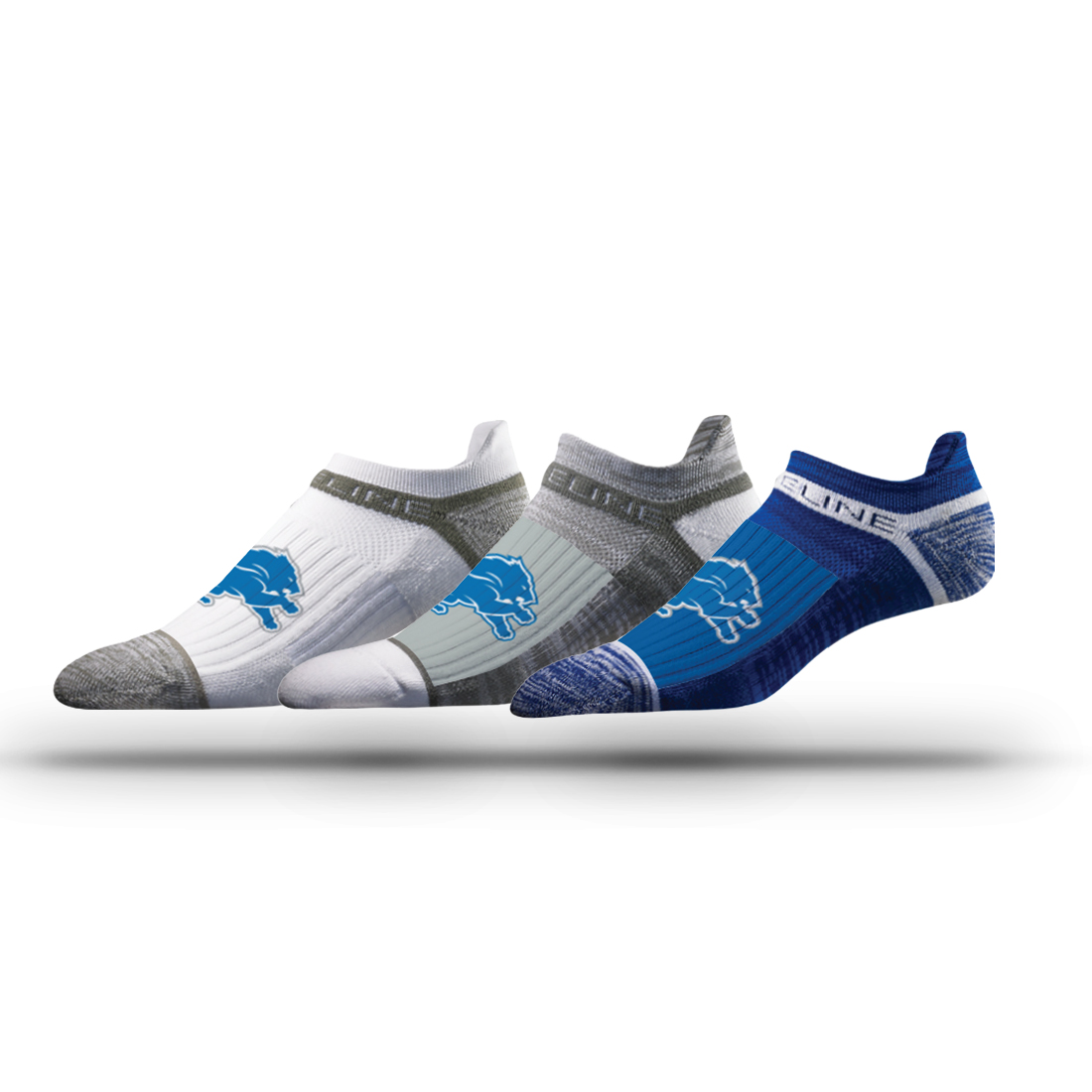 Unisex Strideline Detroit Lions Three-Pack Team Logo Ankle Socks Set