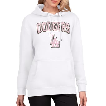 Women's G-III 4Her by Carl Banks White Los Angeles Dodgers Pink Leopard Tri-Blend Fleece Hoodie