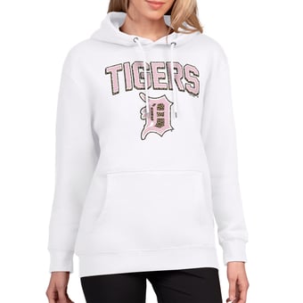 Women's G-III 4Her by Carl Banks White Detroit Tigers Pink Leopard Tri-Blend Fleece Hoodie