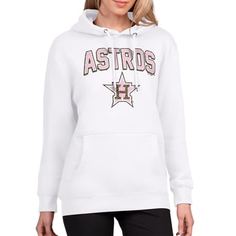 Women's G-III 4Her by Carl Banks White Houston Astros Pink Leopard Tri-Blend Fleece Hoodie