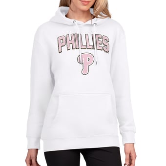 Women's G-III 4Her by Carl Banks White Philadelphia Phillies Pink Leopard Tri-Blend Fleece Hoodie