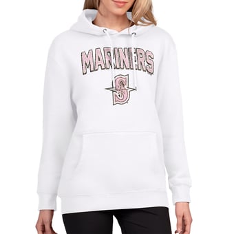 Women's G-III 4Her by Carl Banks White Seattle Mariners Pink Leopard Tri-Blend Fleece Hoodie