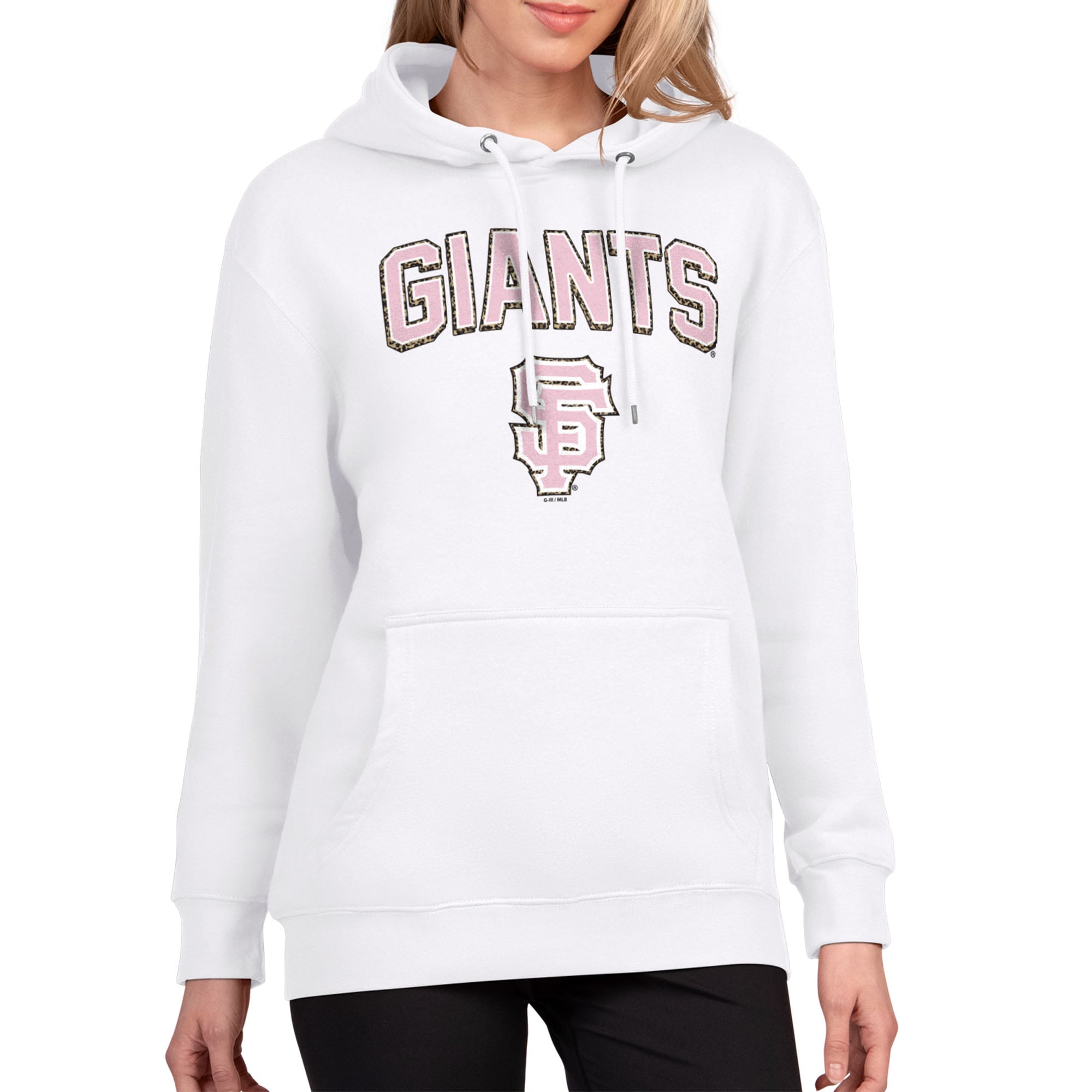 Women's G-III 4Her by Carl Banks White San Francisco Giants Pink Leopard Tri-Blend Fleece Hoodie