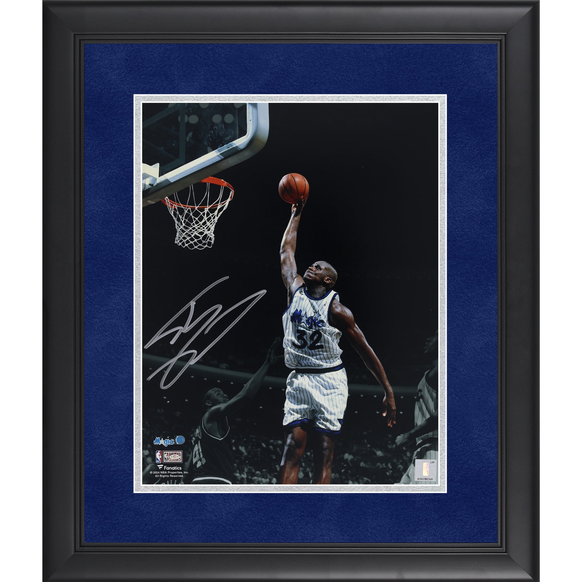 Shaquille O'Neal Orlando Magic Autographed Framed 11" x 14" Dunk vs Mavericks Spotlight Photograph