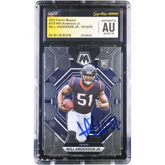 Will Anderson Jr. Houston Texans Autographed 2023 Panini Mosaic #376 CGC Fanatics Witnessed Authenticated Auto 10 Rookie Card