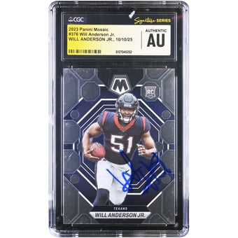 Will Anderson Jr. Houston Texans Autographed 2023 Panini Mosaic #376 CGC Fanatics Witnessed Authenticated Rookie Card