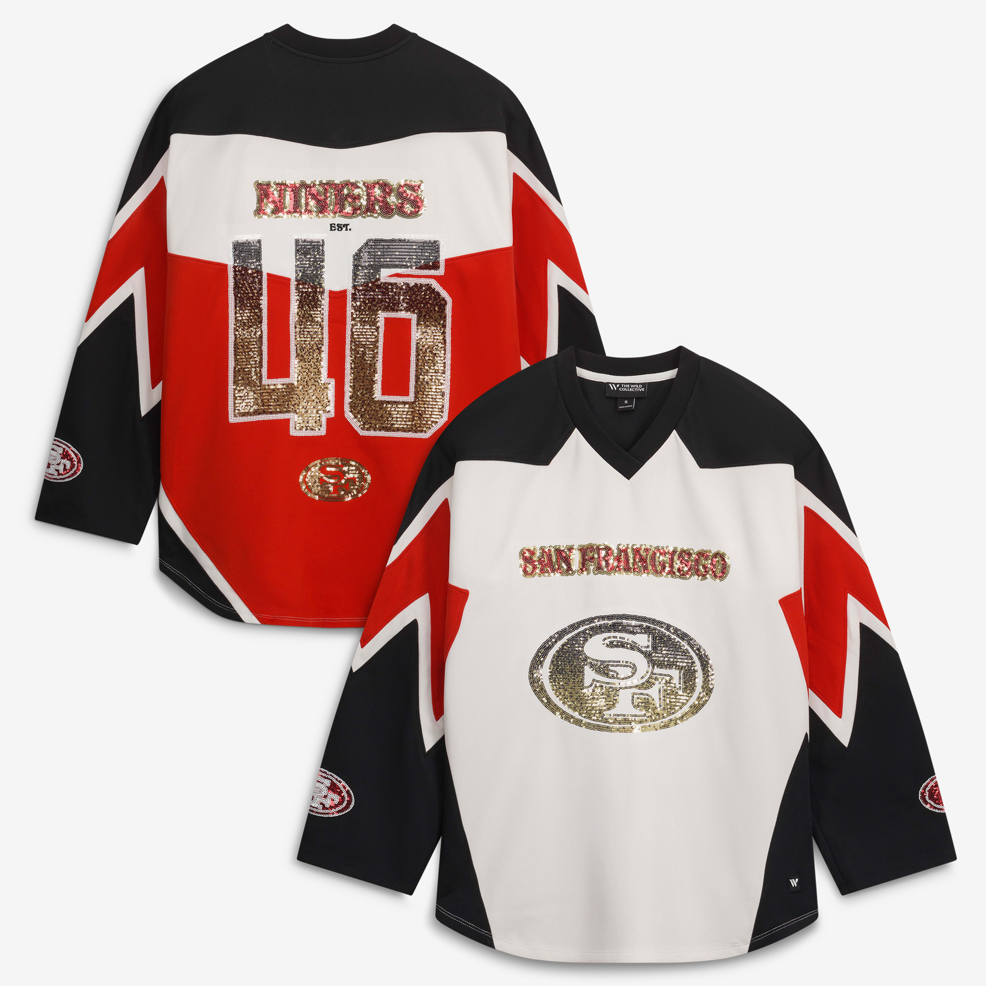 Women's The Wild Collective  White San Francisco 49ers Fashion Jersey Long Sleeve T-Shirt