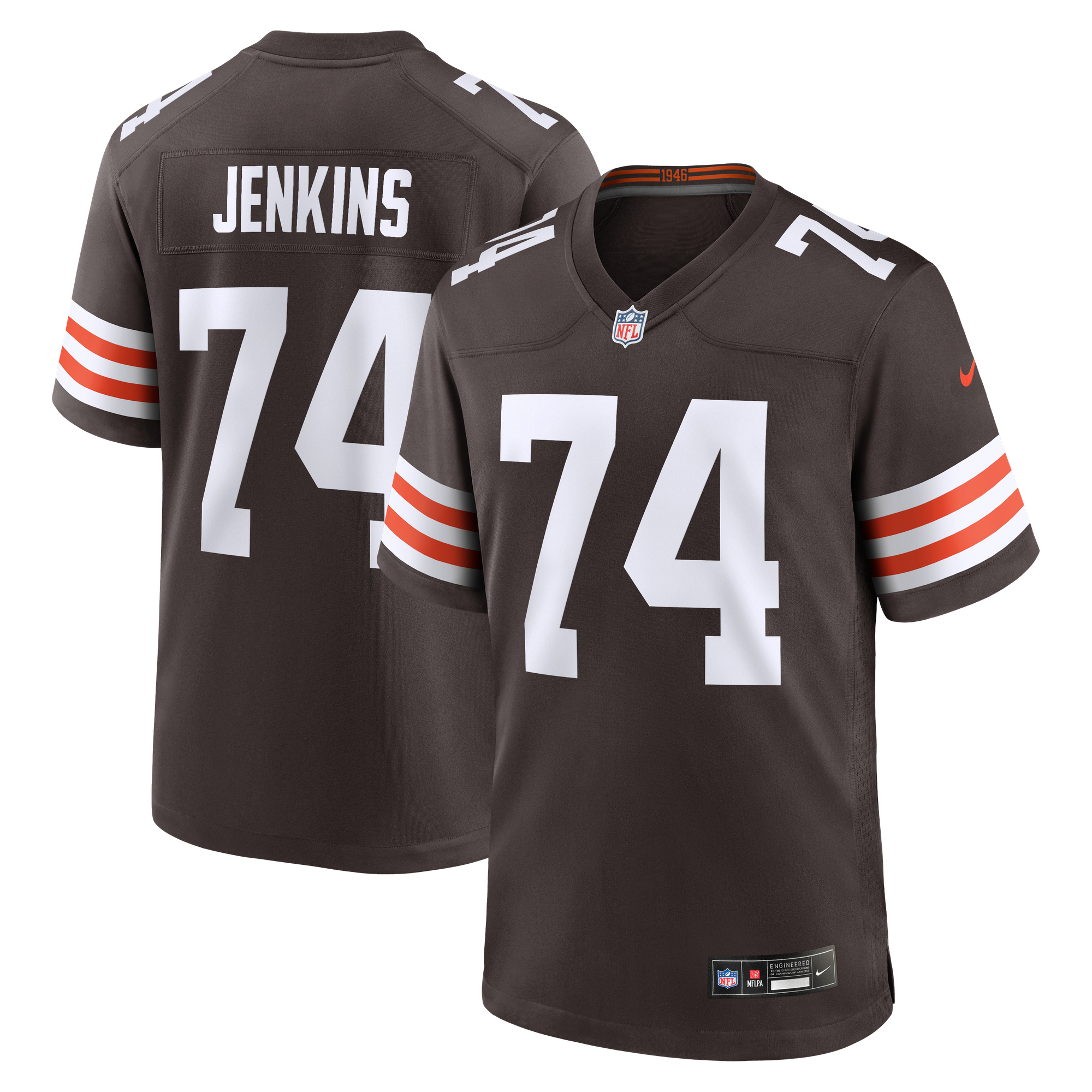 Men's Nike Elgton Jenkins Brown Cleveland Browns Team Game Jersey