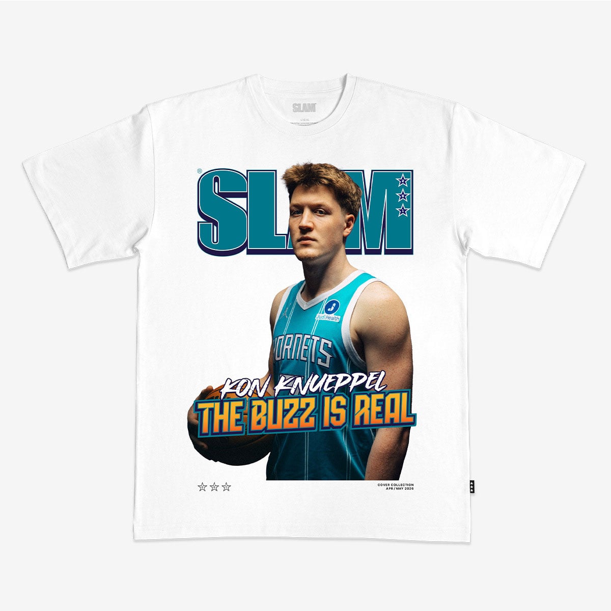 Unisex SLAM Kon Knueppel White Charlotte Hornets Cover T-Shirt