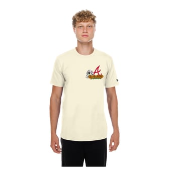 Men's New Era Natural Atlanta Braves Dia de los Muertos Sugar Skull T-Shirt