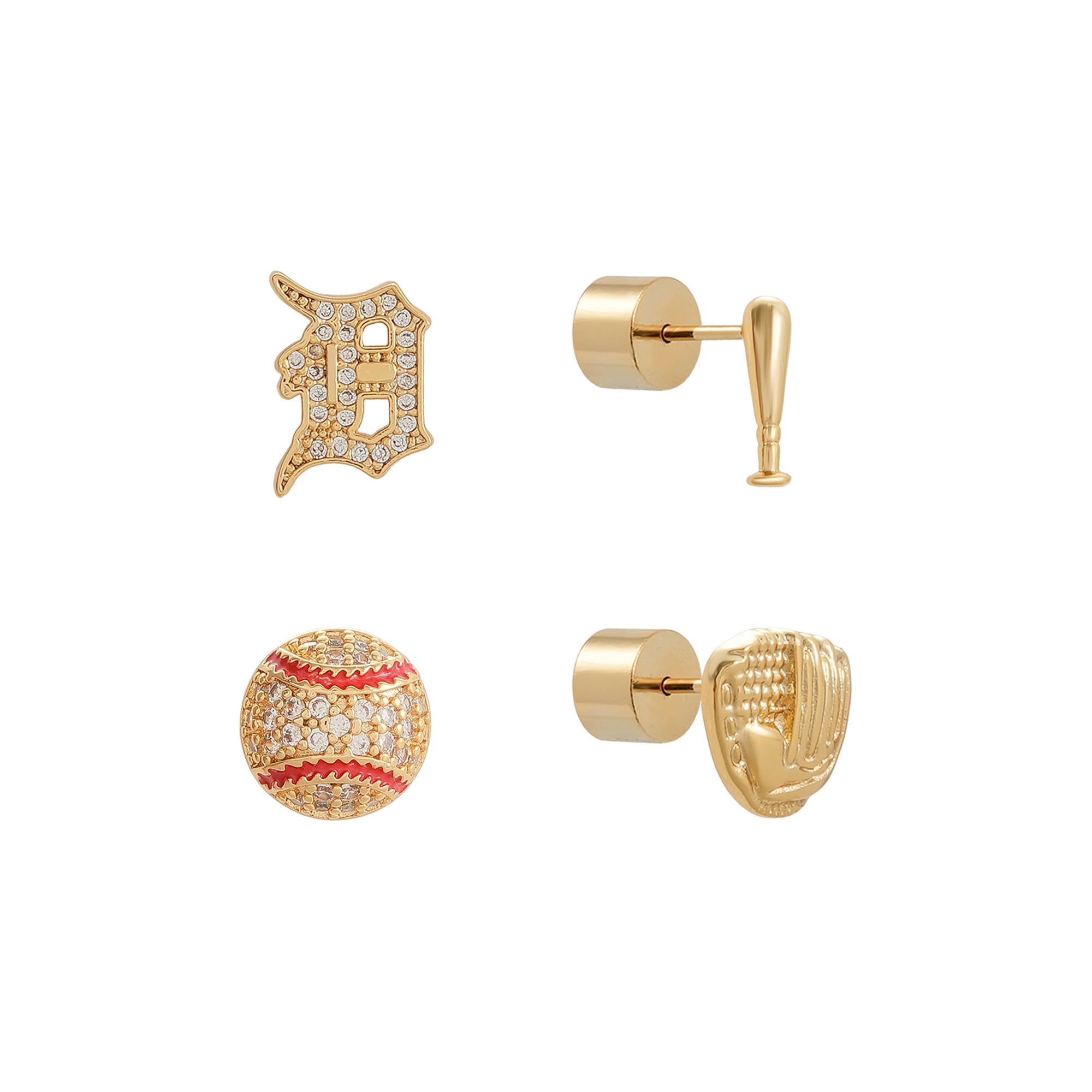 Detroit Tigers Glam Day 4-Pack Post Back Earrings Set