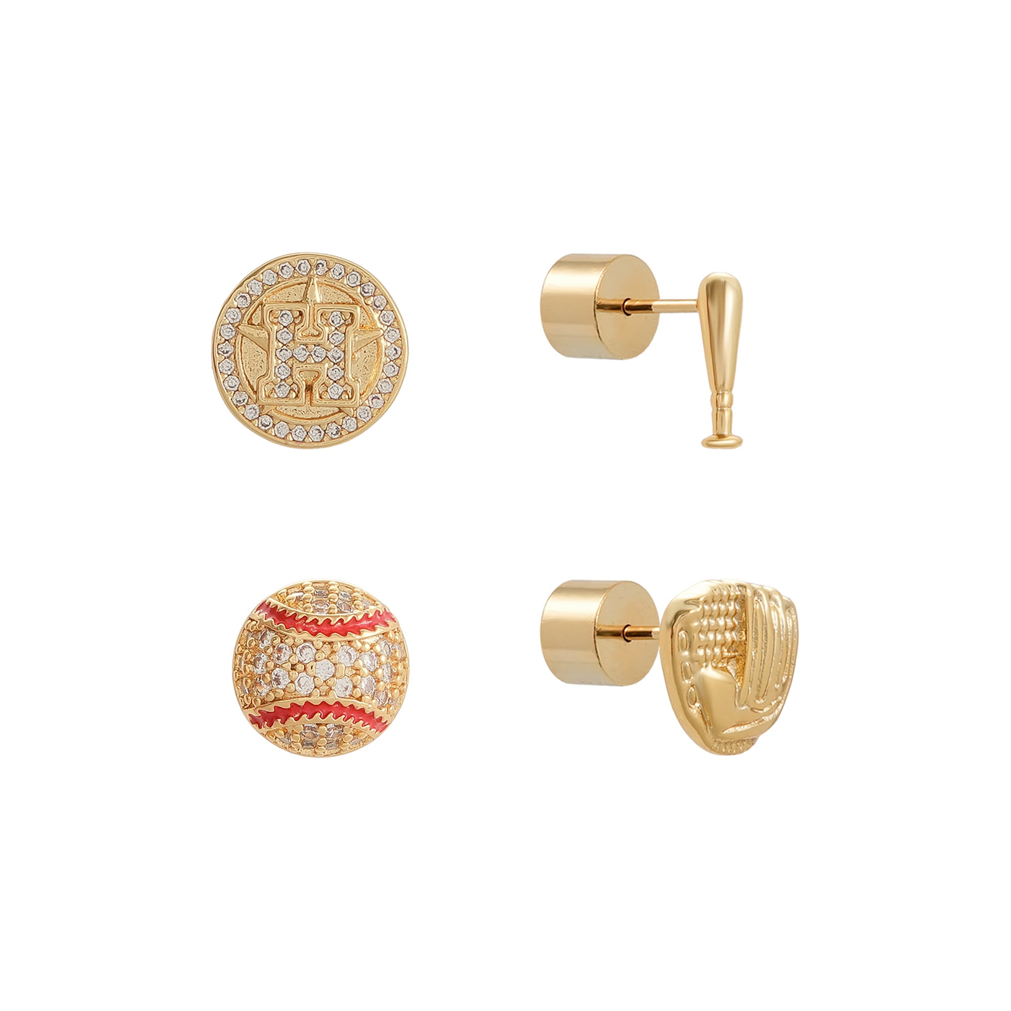 Houston Astros Glam Day 4-Pack Post Back Earrings Set