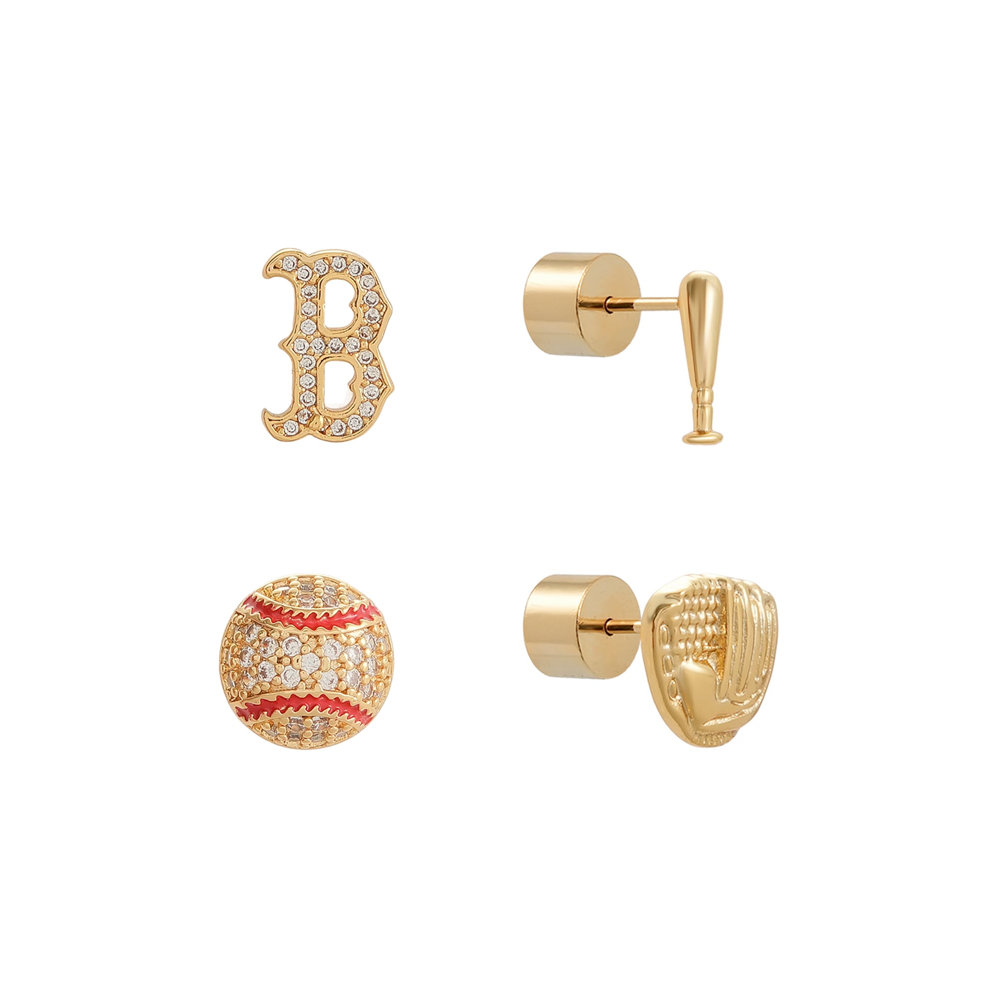 by Jill Martin Boston Red Sox Glam Day 4-Pack Post Back Earrings Set