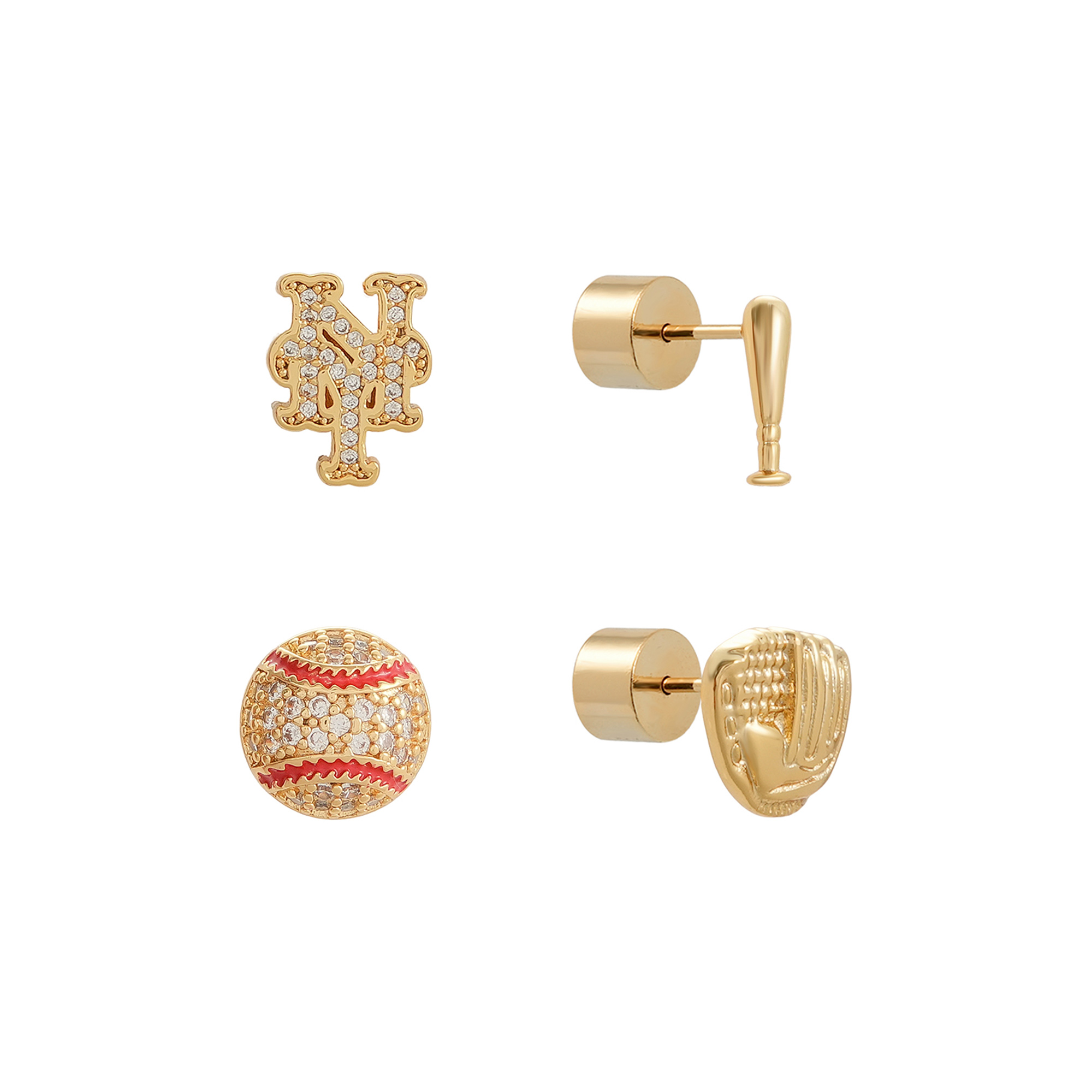 by Jill Martin New York Mets Glam Day 4-Pack Post Back Earrings Set