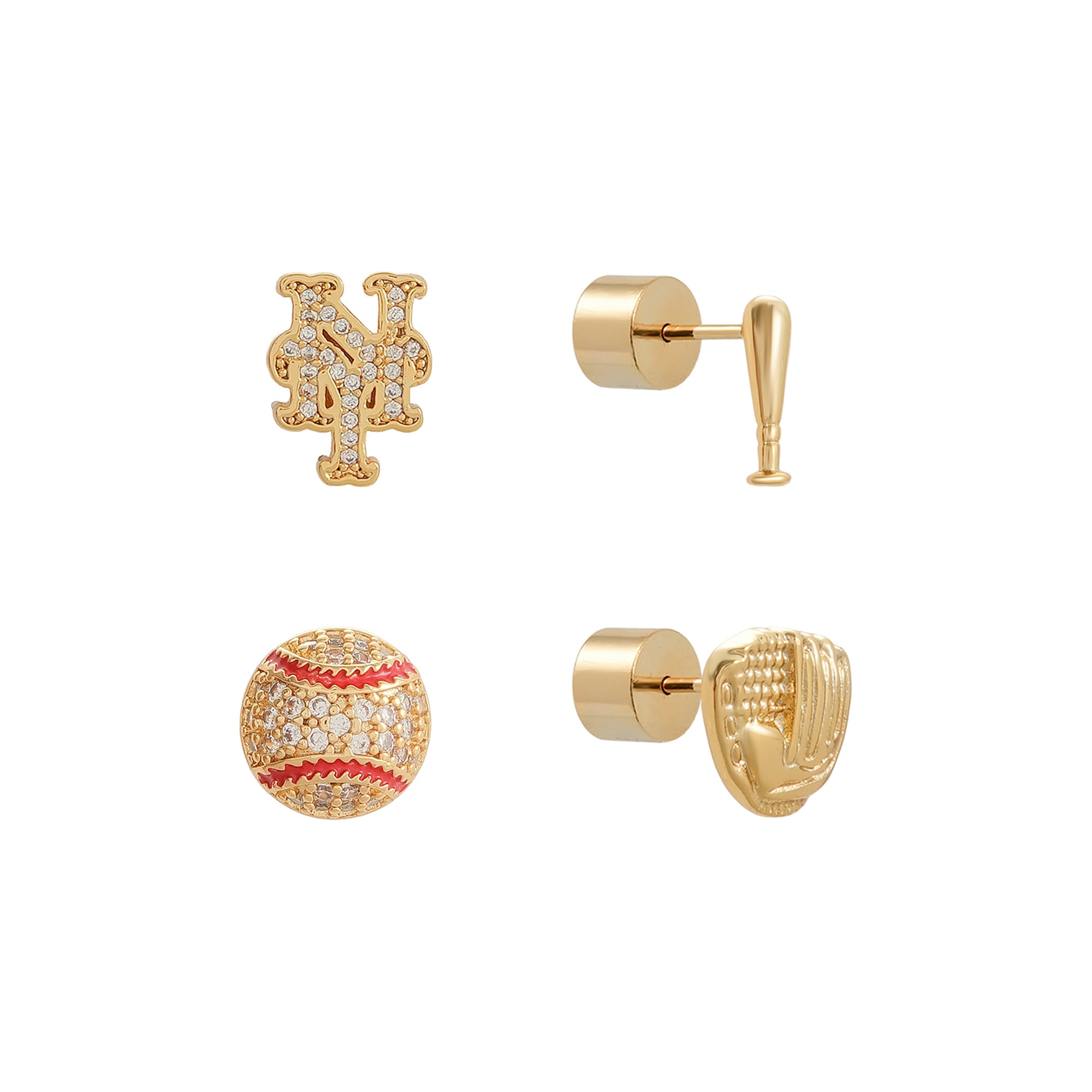 by Jill Martin New York Mets Glam Day 4-Pack Post Back Earrings Set