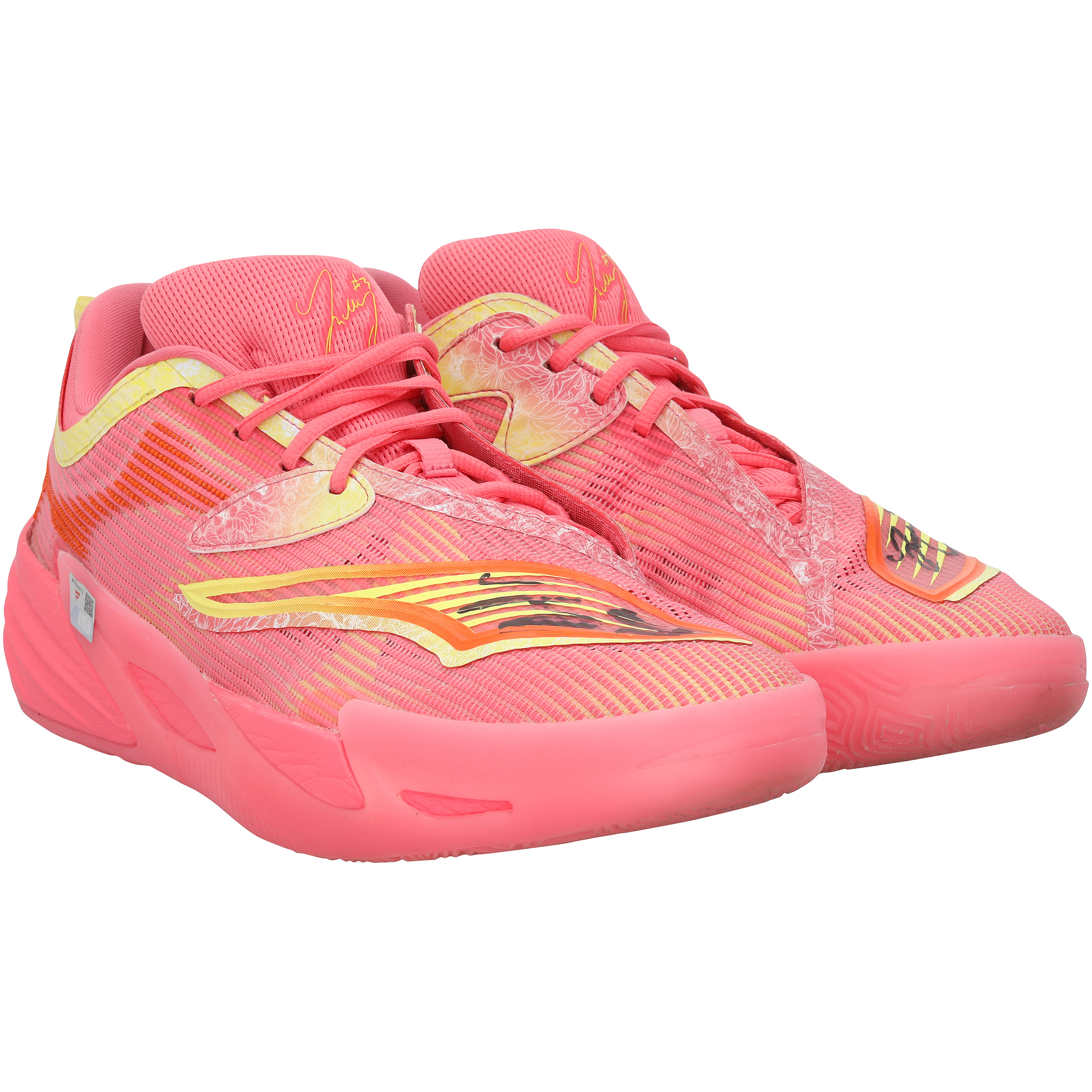 Josh Giddey Chicago Bulls Autographed Player-Worn Pink/Yellow Puma Shoes from the 2025-26 NBA Season