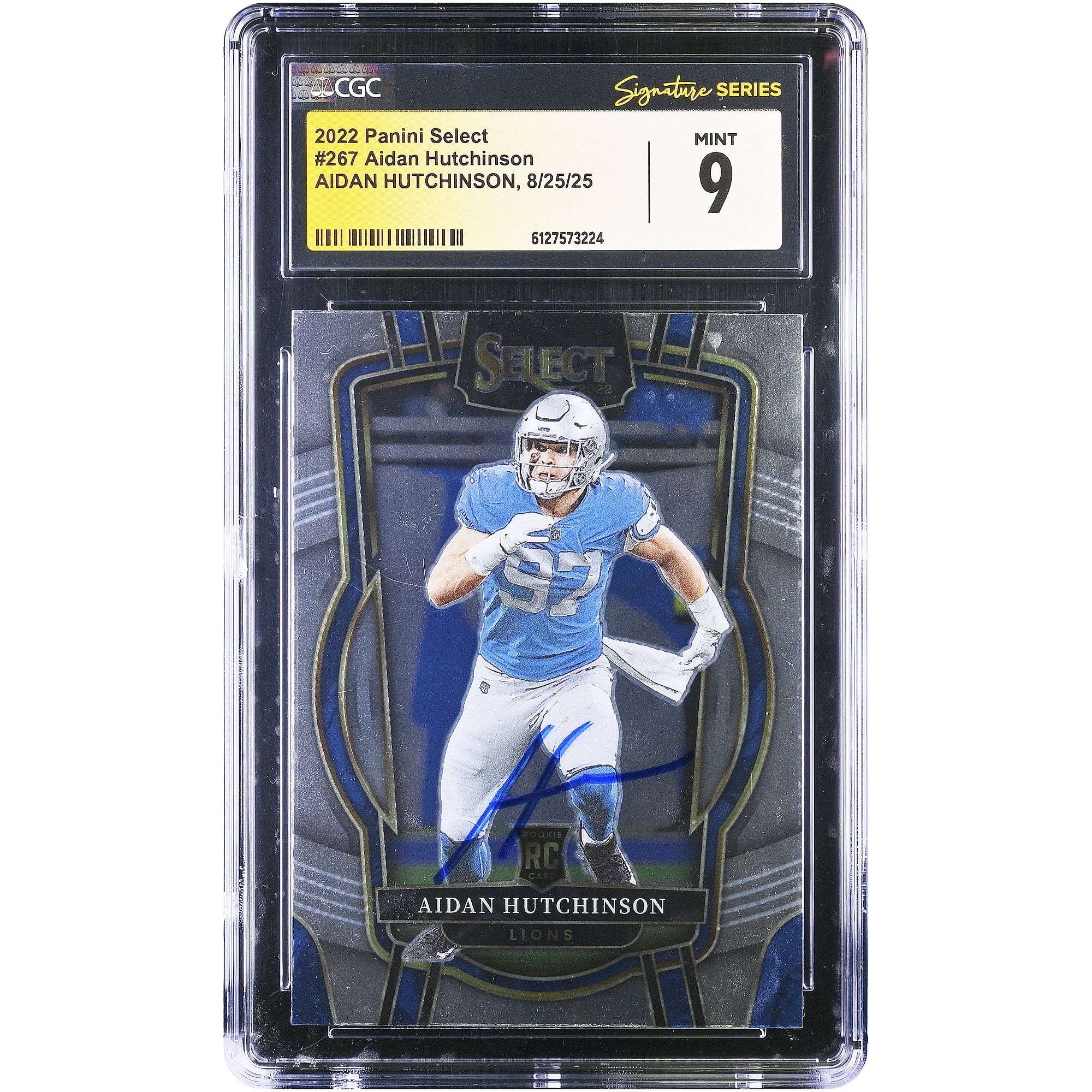 Aidan Hutchinson Detroit Lions Autographed 2022 Panini Select #267 CGC Authenticated Mint Rookie Card