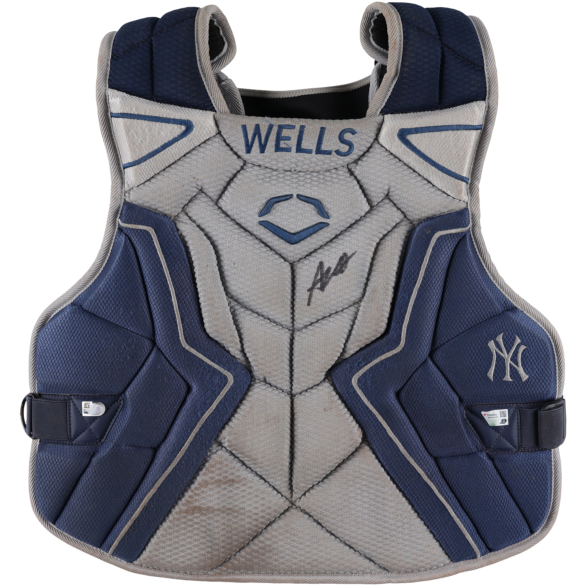 Austin Wells New York Yankees Autographed Game-Used Gray EvoShield Chest Protector vs. Pittsburgh Pirates on April 5, 2025