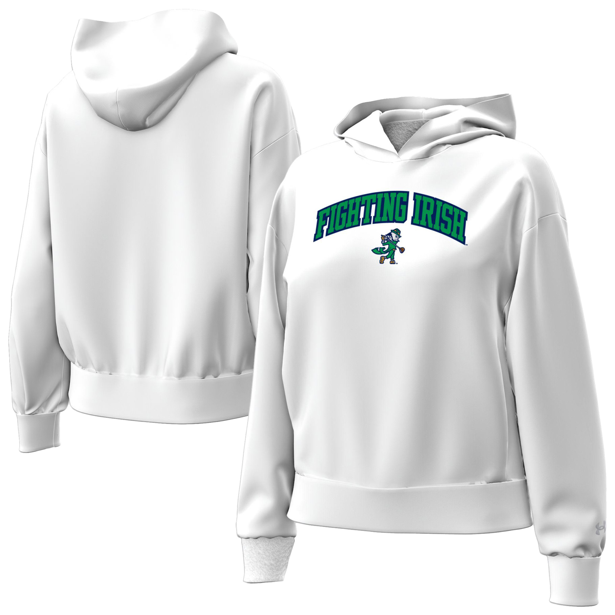 Women’s Under Armour White Notre Dame Fighting Irish Golfing Leprechaun Icon Fleece Hoodie Women’s Under Armour White Notre Dame Fighting Irish Golfing Leprechaun Icon Fleece Hoodie