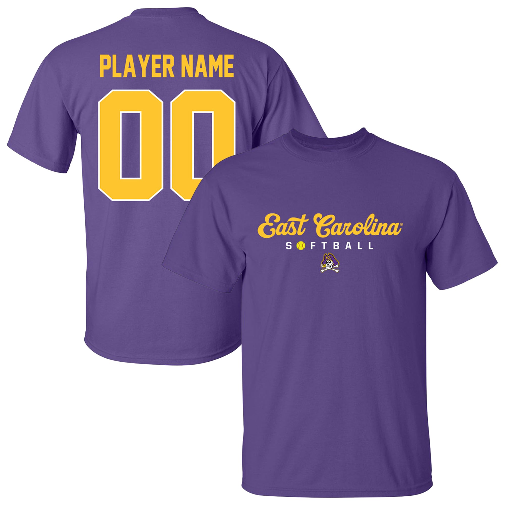 Unisex Purple ECU Pirates Collegiate Softball T-Shirt