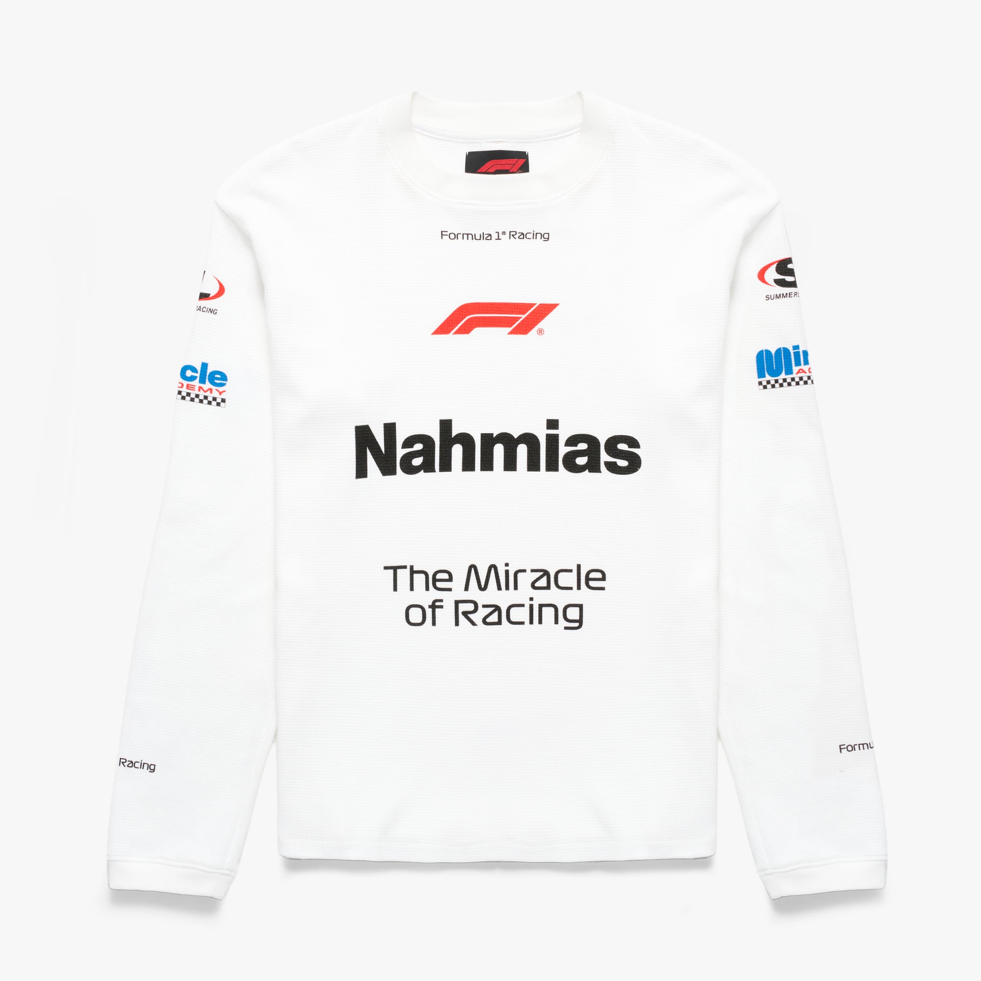 T-shirt thermique unisexe NAHMIAS x F1 blanc gaufré à manches longues