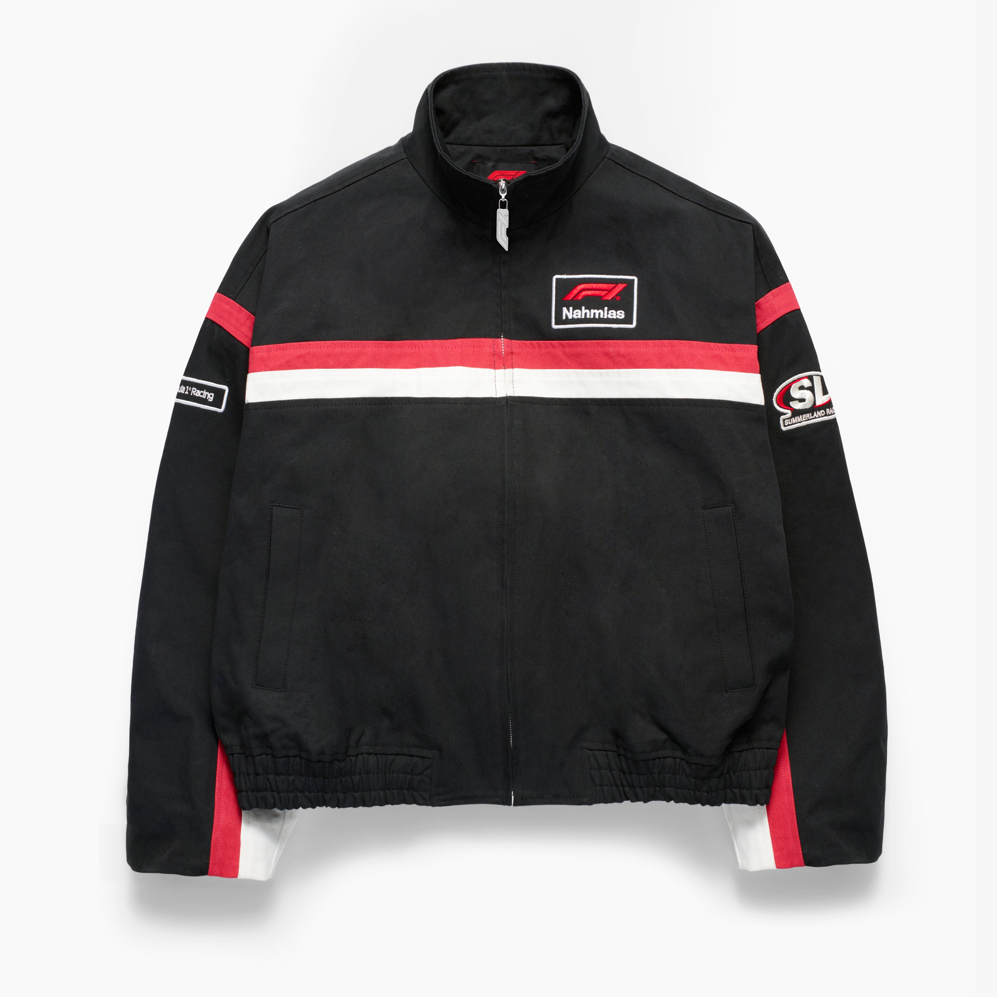 Unisex NAHMIAS x F1 Black Full-Zip Moto Bomber Jacket
