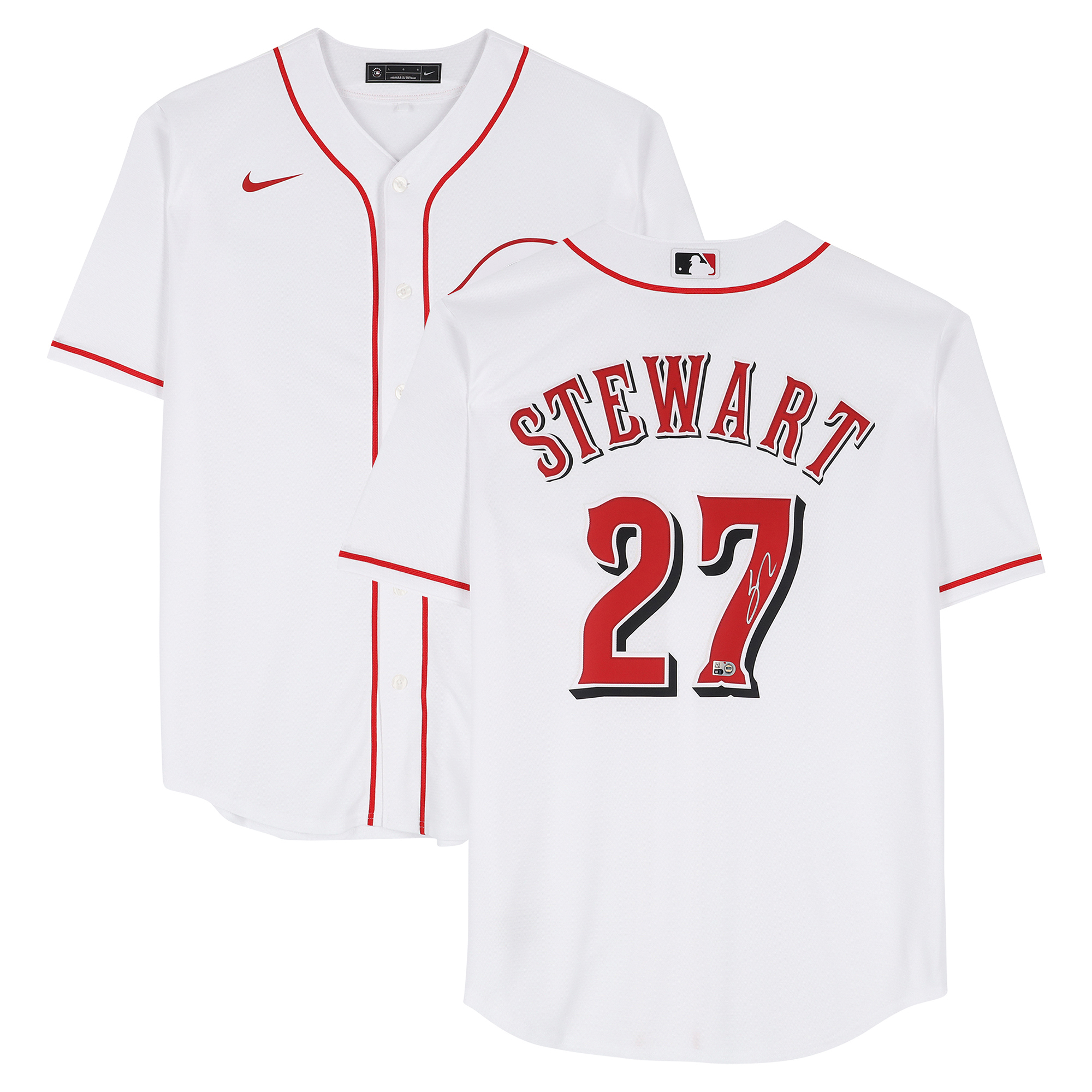 Sal Stewart Cincinnati Reds Autographed White Nike Replica Jersey